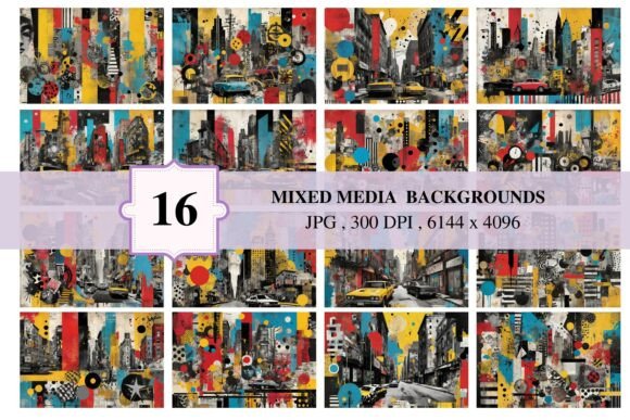16 Mixed Media Backgrounds 1: Your New Secret Weapon for High-Energy Design