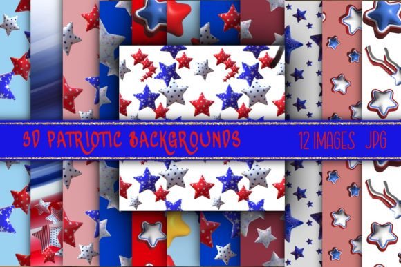 3D Seamless Patriotic Backgrounds - JPG for Independence Day