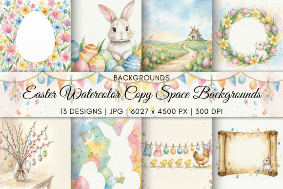 Easter Watercolor Copy Space Backgrounds: A Designer's Canvas