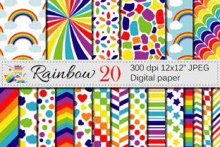 Rainbow Digital Paper Pack: Vibrant Multicolored Scrapbooking Papers