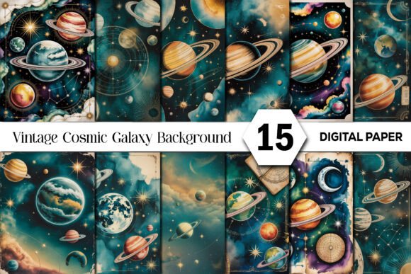 Stellar Design: Elevating Projects with Vintage Cosmic Galaxy Backgrounds
