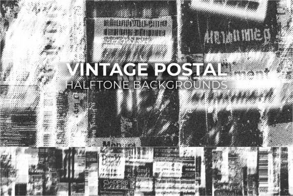 Vintage Postal Halftone Backgrounds: Authentic Retro Texture